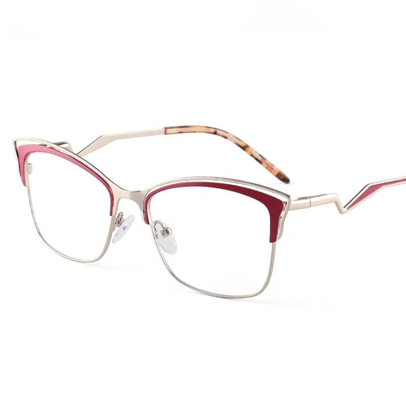 

55-19-145 Cat Eye Glasses Women Fashion Clear Transparent Eyeglasses Frame Woman Oversized Spectacles Spring Hinge Eyewear Fake