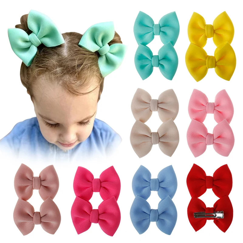 

18 Colors 2 Pcs Colorful Barrettes Children Baby Girls Ribbon Hair Clip Bows Hair Accessories Hairgrip Girl Hairpins Hair Simple
