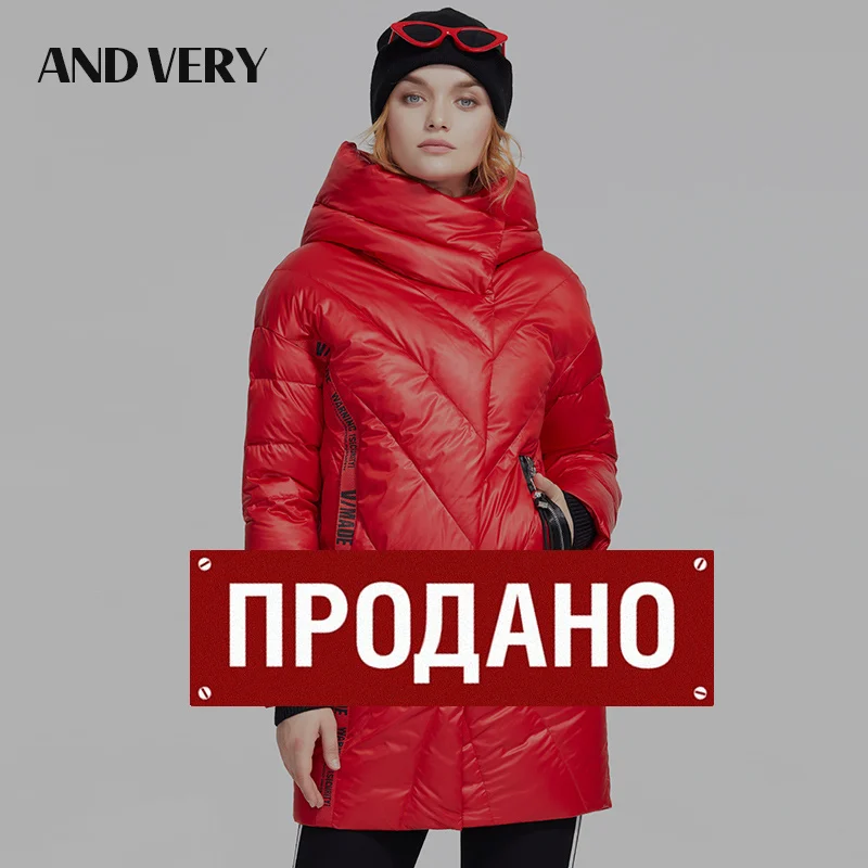 ANDVERY2019 Winter new collection down jacket women thick cotton outerwear high quality red color with a hood coat 9856 | Женская одежда