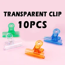 

10pcs Transparent Clip Color Strong Bill Stationery Materials Fixed Round Head Clip Organizer Office Supplies School Supplies