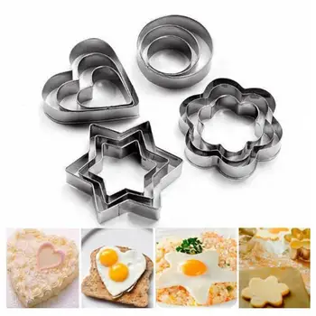 

12pcs/set Stainless Steel Cookie Biscuit DIY Mold Durable Tools Baking Heart Non-sticky Shape Cutter Mould Round Star Flowe J6N2