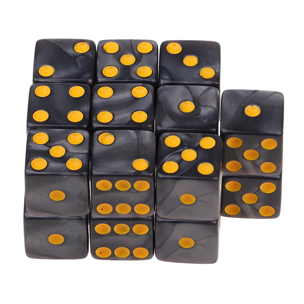 20 Pieces Six Sided D6 Dice Square Dotted for Dungeons and Dragons Toys Gray