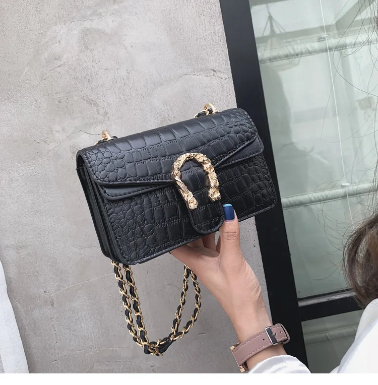 

Women Crocodile Pattern Crossbody Bags Small Chain Handbag small bag PU Leather HandBag