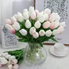 Mini ramo de flores de tulipán para boda, 12 Uds., pu de tacto real, flor de seda artificial para fiesta en casa, regalo de decoración ► Foto 2/6
