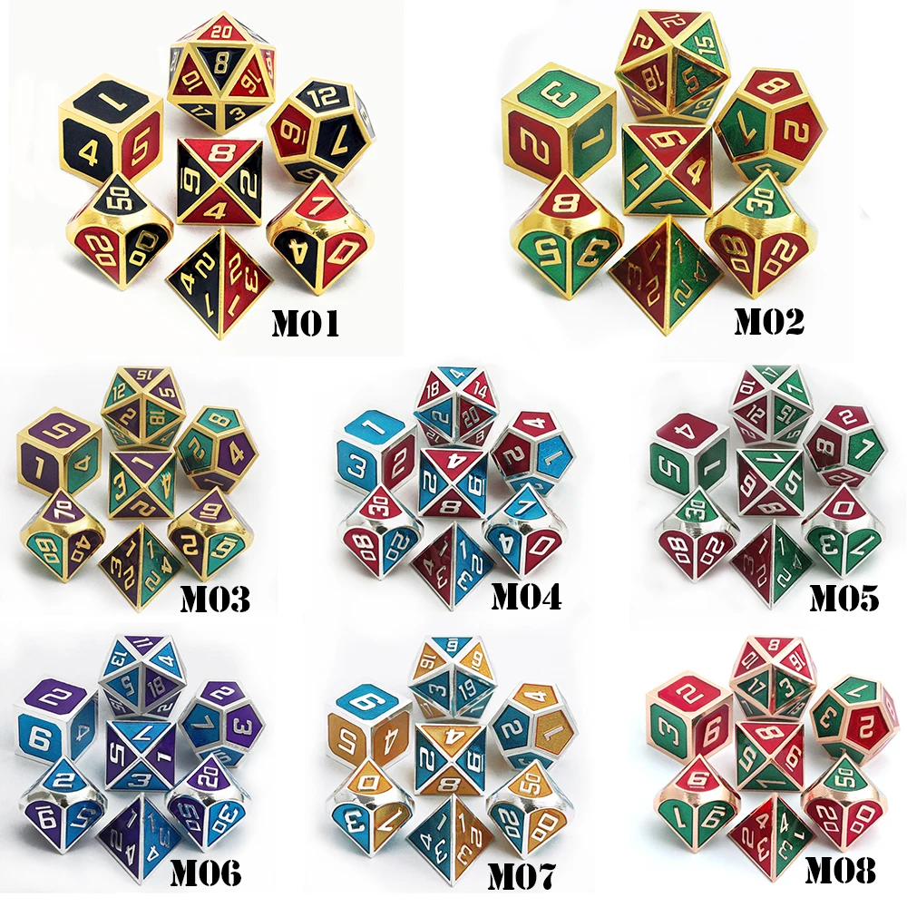 High Quality Metal 25 Styles +1pc Bag D4 D6 D8 D10 D12 D20 for Role Playing DND RPGs Board Game As Gift Sharp Edge Dice |