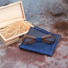 Деревянный галстук-бабочка ручной работы из бамбукового дерева шарф тренд галстук комплект в подарочной коробке Свадебные взрывы бутик черный орех галстук-бабочка