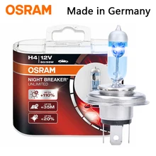 OSRAM Night Breaker H4 12V 55/60W лампа для автомобильных фар ближнего света дальнего света галогеновая лампа [110% ярче цветовая температура 3900 K]