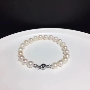 

MADALENA SARARA 6-12mm Genuine AA Freshwater Pearl Bracelet Round Shape Natural White Pearl Bracelet Jewelry Making Fast Deal