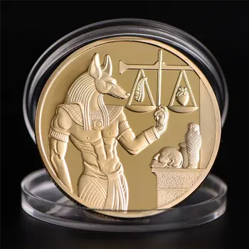 

Gold Plated Egypt Death Protector Anubis Coin Copy Coins Egyptian God Of Death Commemorative Coins Collection Gift