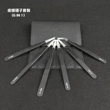 6 штук Нержавеющая сталь Анти-статический Пинцет Комплект обрезки с наконечниками из нержавеющей стали Пинцет прямой Острый носок; пинцет