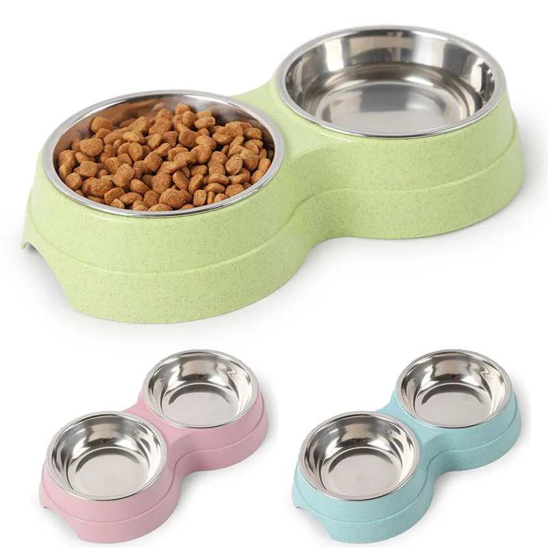 Dog Food Water Feeder Double Pet Bowls