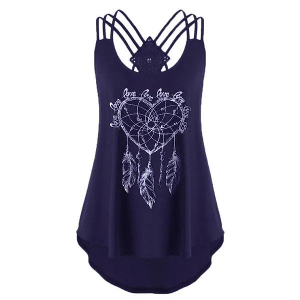 Women's New style hot selling printed strap lace-up women's clothing T-SHIRT Top