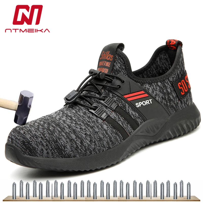 

Men Fashion Work Safety Shoes Steel Toe Soft Bottom Sneakers Breathable Anti-smashing Work Boots for Men