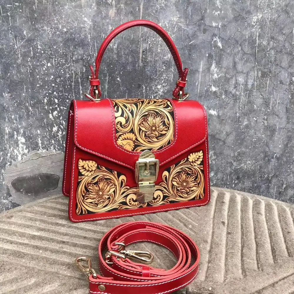 

SUWERER high quality Carved bag women Genuine Leather bag luxury handbags women bags designer bags famous brand women bags 2019