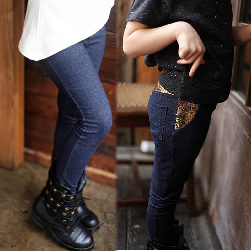 

Fashionable Sequin Bling Girls Boys Leggings Elastic Waist Thickening Winter Warm Leggings Children Kids Pants