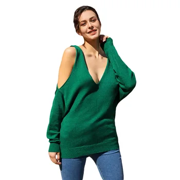 

2020 New Women Sexy Halter Loose Off-Shoulder Sweater Top Knitted Casual Nightclub Clothing Comfortable Pullover