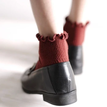 

Sweet Pure Color Cotton Lace Ruffles Harajuku Frilly Edge High Quality Socks