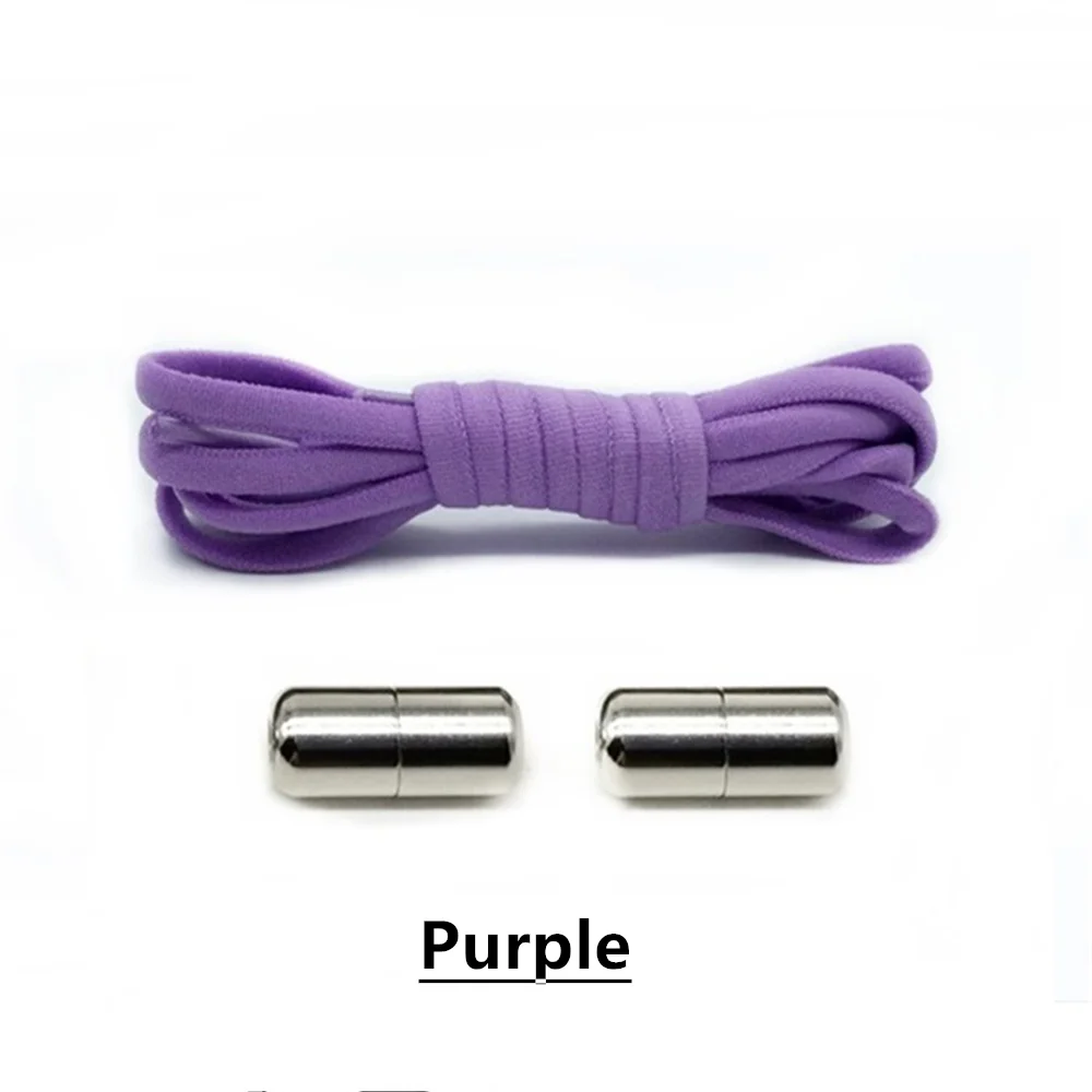 Purple 1 пара шнурков для обуви без завязок эластичные шнурки металлические капсульные кнопки быстрая ленивая шнурки 100 см Детские и взрослые шнурки для кроссовок - Цвет: Purple