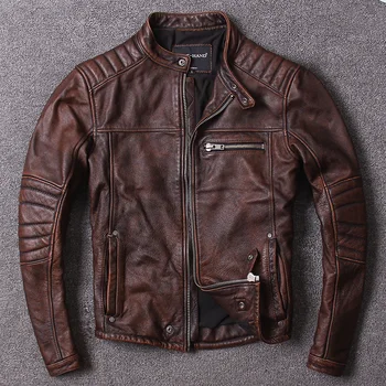 

Free shipping.Plus size,Brand coat men vintage cowhide Jackets,men's genuine Leather casual jacket.homme Fitness sales