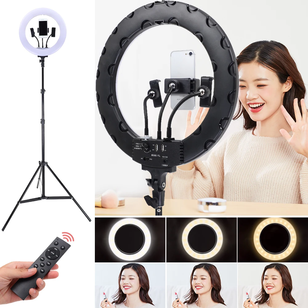 

LED Ring Light Dimmable Selfie Ring Lamp Photographic Lighting With Tripod Phone Holder USB Photo Studio Selfie Anchor Dimmable