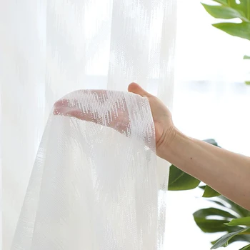 

White All-match Wave pattern with bead lace Window Screens Sheer Curtains For Living Room Tulle Modern Voile for Bedroom S408&40