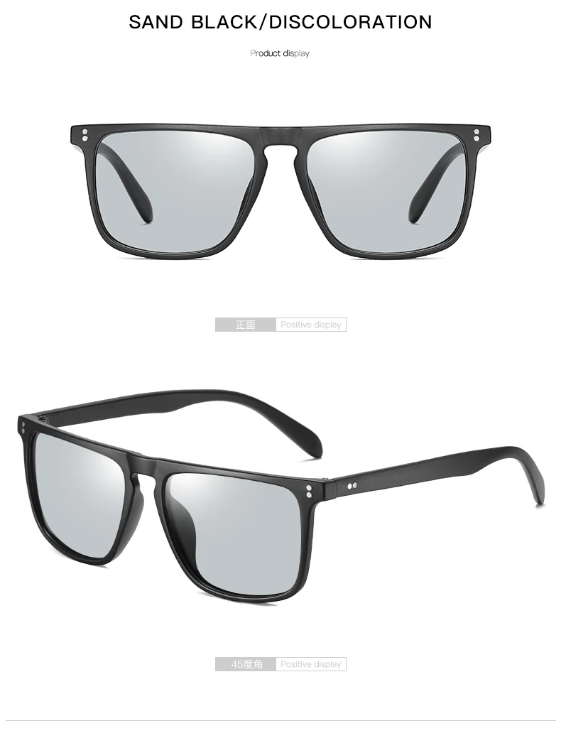 Brand Designer Rivet Square Photochromic Polarized Sunglasses Tony Stark Men Unisex Retro Sun Glasses Women gafas de sol hombre