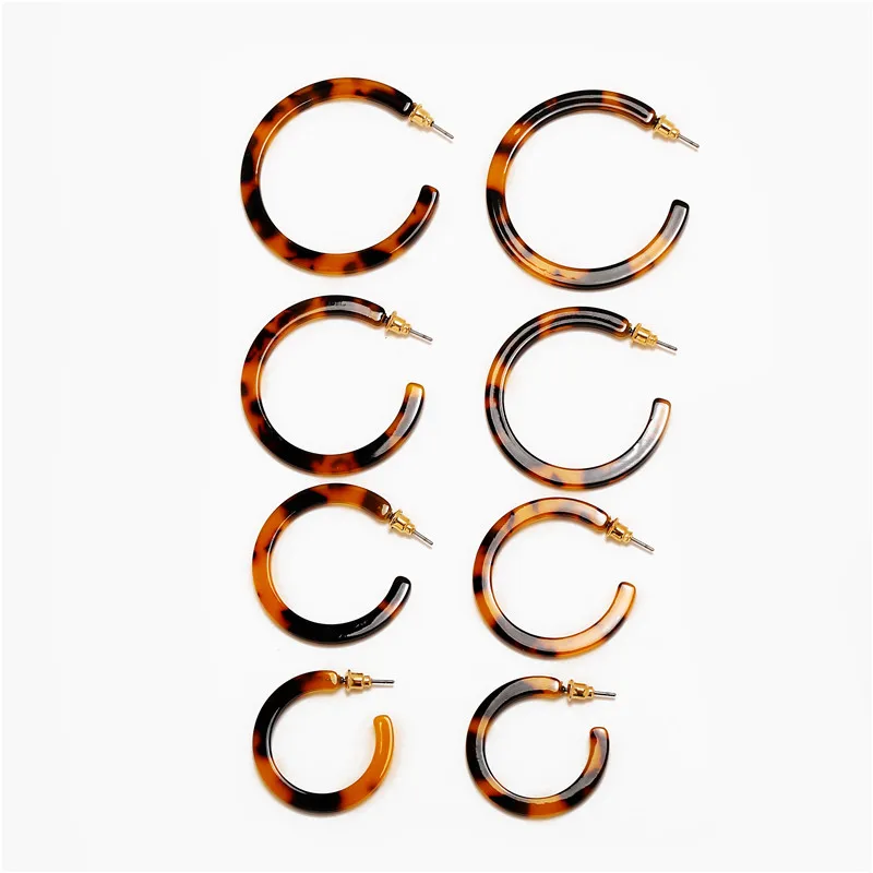 

Simple C Shaped Tortoiseshell Acetate Acrylic Earrings for Women Fashion Leopard Print Circle Heart Geometric Hook Hoop Earrings