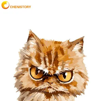 

CHENISTORY Angry Cat Animal Paint By Numbers Home Room Decor Oil Painting By Number Kit HandPainted On Canvas Acrylic Photo