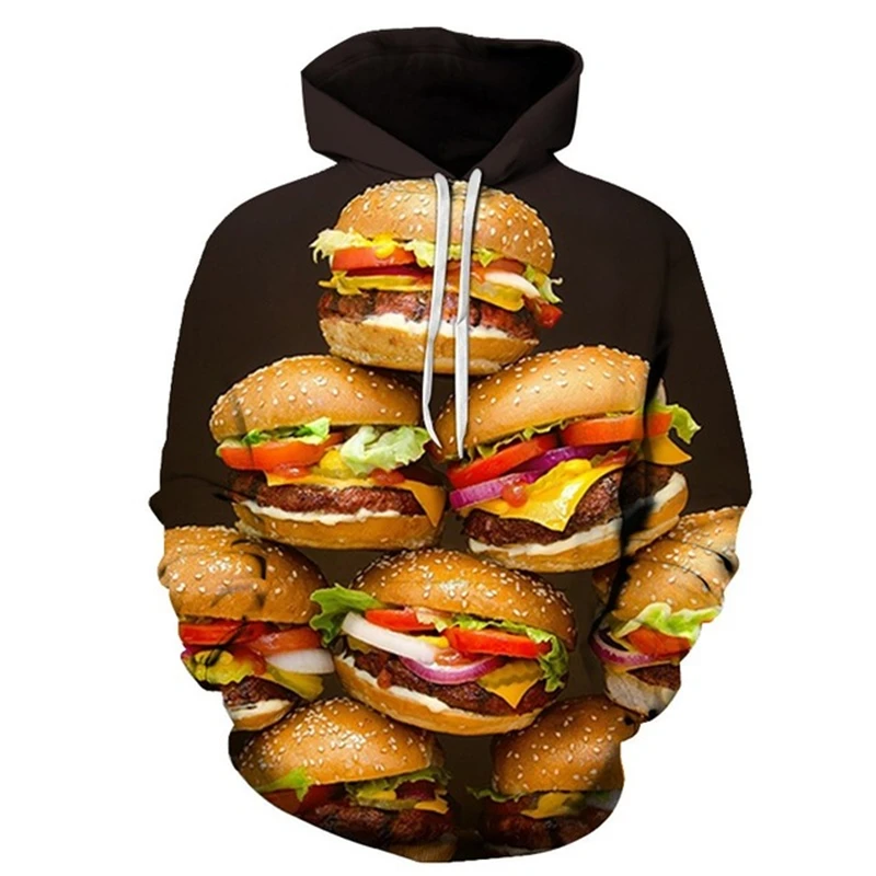 

Summer 3D Food Hoodies Men Women Harajuku Hamburger 3d Print Sweatshirt Casual Funny Jackets Unisex 3d Burger Hoodies