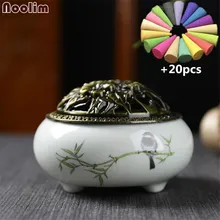 Креативные катушки курильницы домашний Декор Керамическая палочка горелка с медной крышкой Будда сандаловое дерево ладан держатель украшения