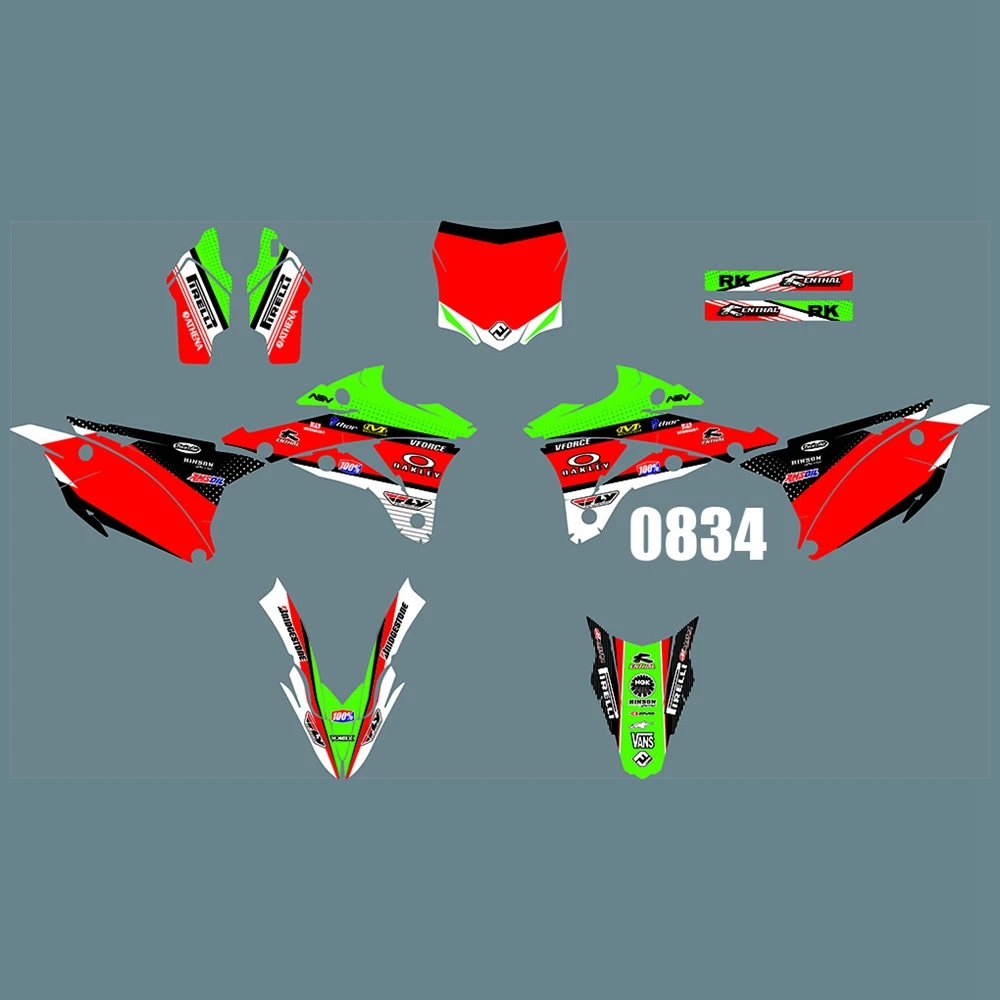 

Full Graphics Decals Stickers Custom Number Name Glossy Bright Stickers for Kawasaki KX85 KX100 2014 2015 2016 2017 2018