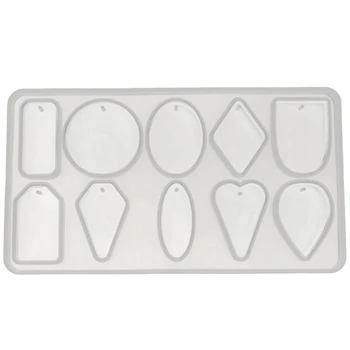 

Geometry Pendant Jewelry Casting Resin Silicone Mold With Holes For Concrete Plaster Resin Polymer Clay, 10-Cavity