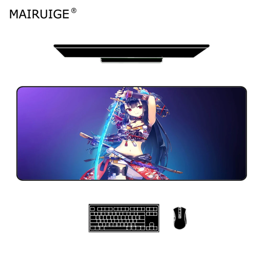 Большой игровой коврик для мыши Katana Girl резиновый компьютерного стола с