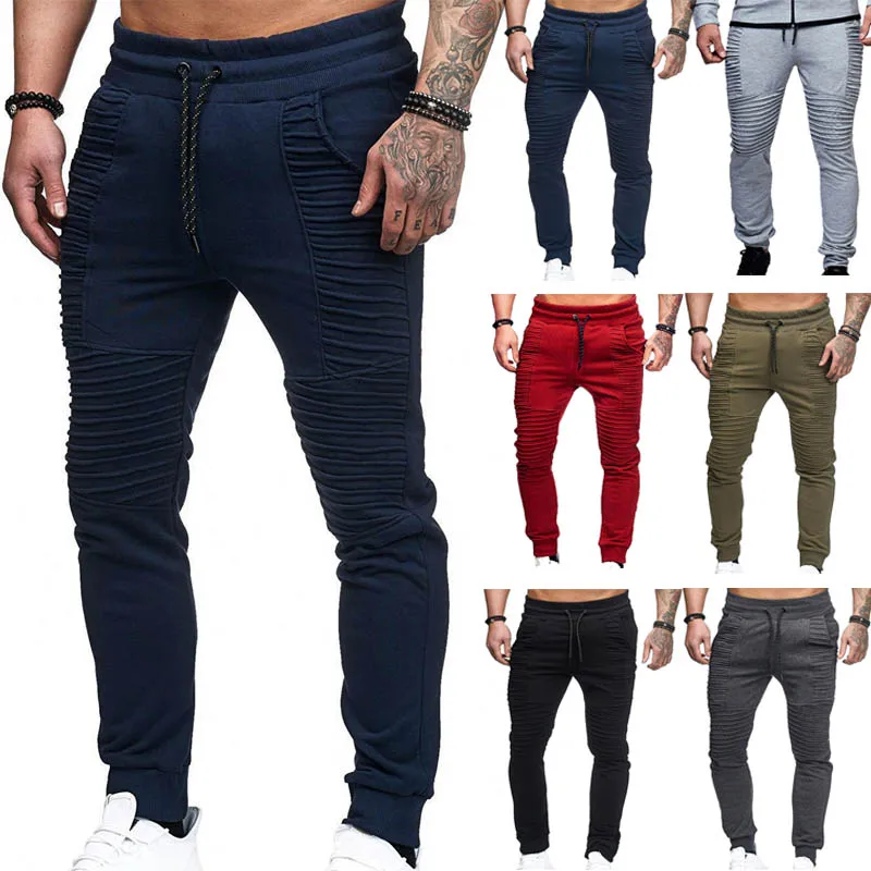 

Jogger Pants Men Stripe Design Casual Pants Slim Joggers Solid Full Length Sweatpants Hip Hop Fashion Streetwear Men Trousers