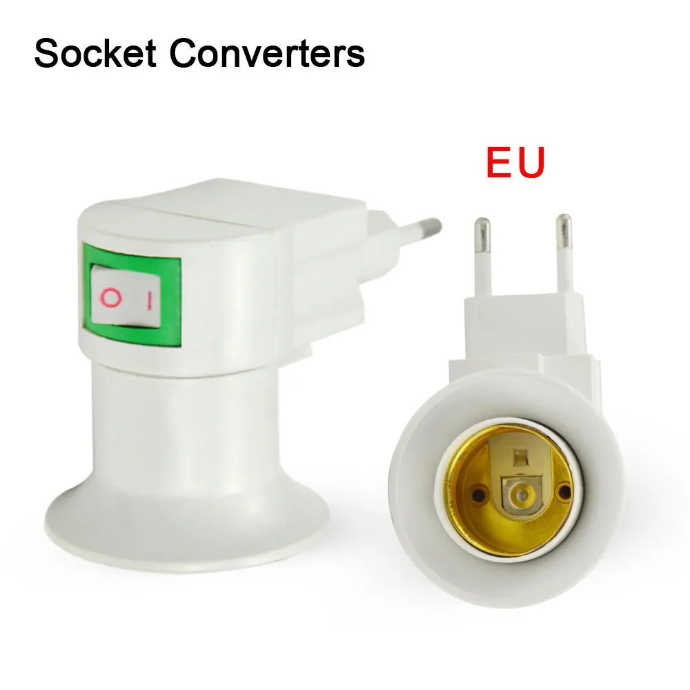 E27 светодиодный светильник лампа база Патрон для ЕС/США Тип переходник конвертер с кнопкой ВКЛ/ВЫКЛ для светодиодный лампы