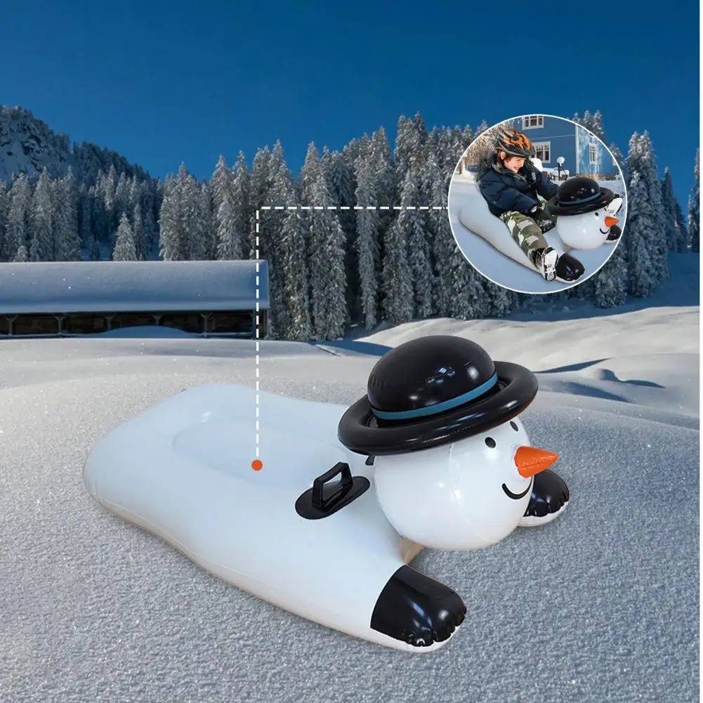 Fun Inflatable Snow Sled Abrasion Resistance Lovely Snow Sled Snowman Shape Inflatable for Children Tube
