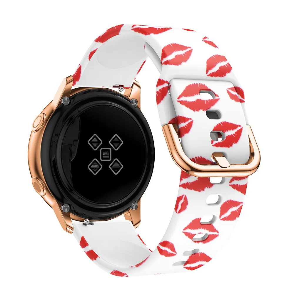 20 мм цветочный Леопардовый силиконовый ремешок для samsung Galaxy Watch 42 мм ремешок Бабочка Резиновый Браслет для Galaxy Active заменить ремешок
