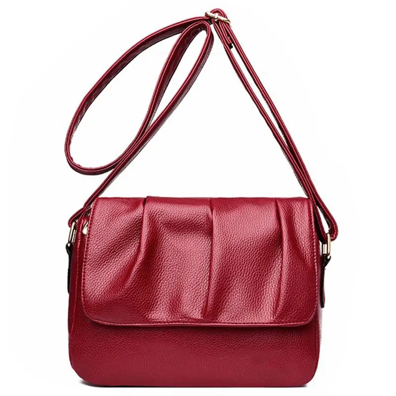 

AUAU-Women Shoulder Bags Retro Minimalist Messenger Bag Women Leather Handbag With Female Casual Cross Body Bags