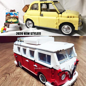 

1354Pcs lepining Technic Series FIATed 500 Volkswagen T1 Camper Van 10220 10271 Model Building Blocks Kits Set Bricks Toys