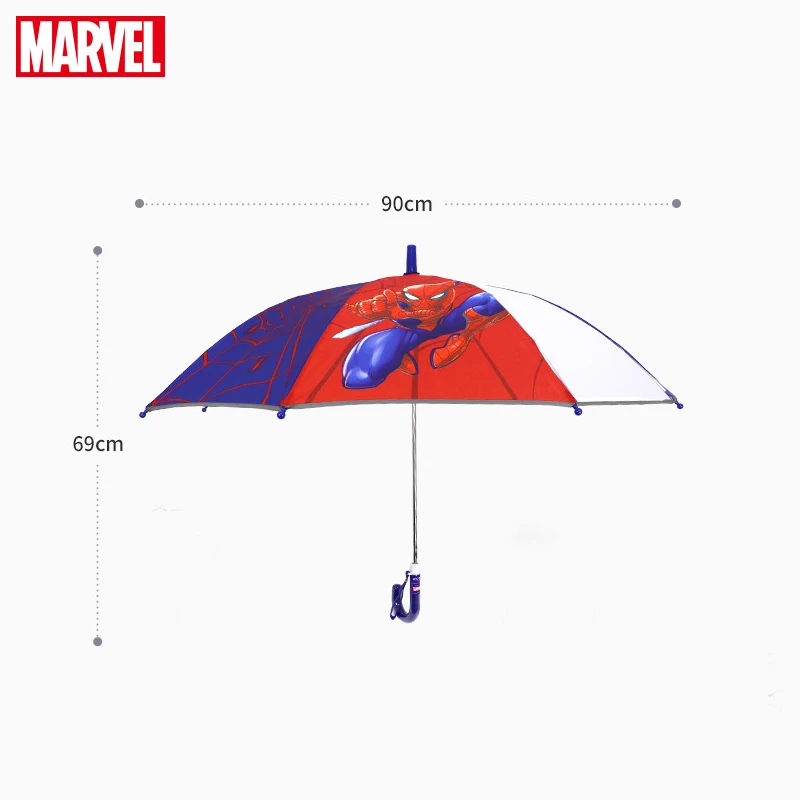 Детский зонт с Микки Маусом и длинной ручкой от disney Marvel, Полуавтоматический зонт с изображением Человека-паука