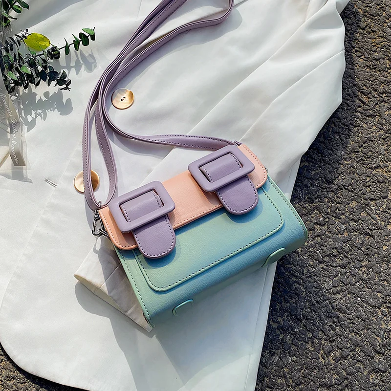 

Contrast Color Mini Bag PU Leather Crossbody Bags for Women 2020 Summer Shoulder Handbags Female Travel Cross Body Bag