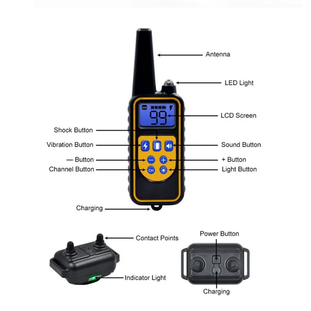 H6c373a192eaf4f43b637dcd262d4b1fds.jpg Electric Dog Training Collar Dog Anti Bark Waterproof Rechargeable Pet Remote Control For All Size Shock Vibration Sound
