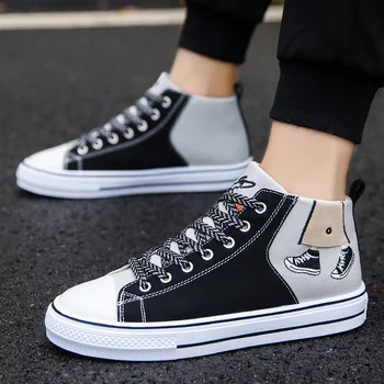 

Men 2019 Outdoor Fashion Canvas High Top Shoes Men Sports Shoes Student wild shoes High Top shoes for men J2-52