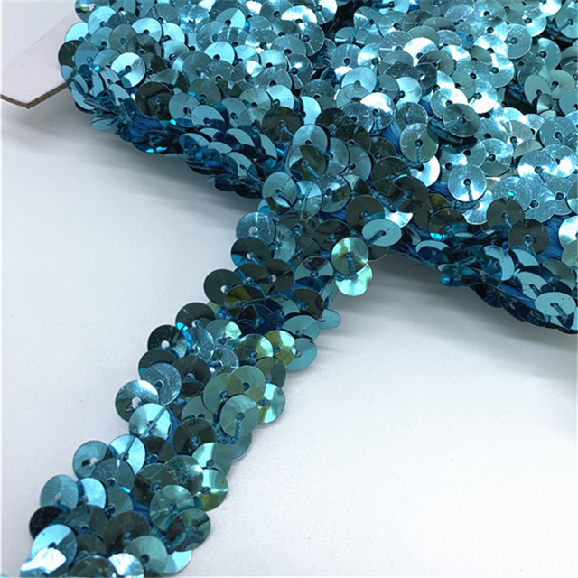 20mm Sequins Elastic Band Elastic Ribbon Lace Trim Sequin Sewing Fabric For Crafts Sewing Cloth Accessory Sequin Trim