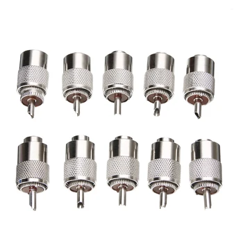 

10Pcs/pack UHF PL-259 Male Solder RF Connector Plugs+UG-176 Variable Diameter Tube For RG8X Coaxial Coax Cables