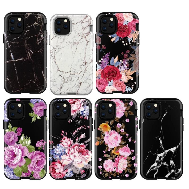 Противоударный чехол с мраморным цветком для Iphone 11 2019 Samsung S10 S10e Plus армированный