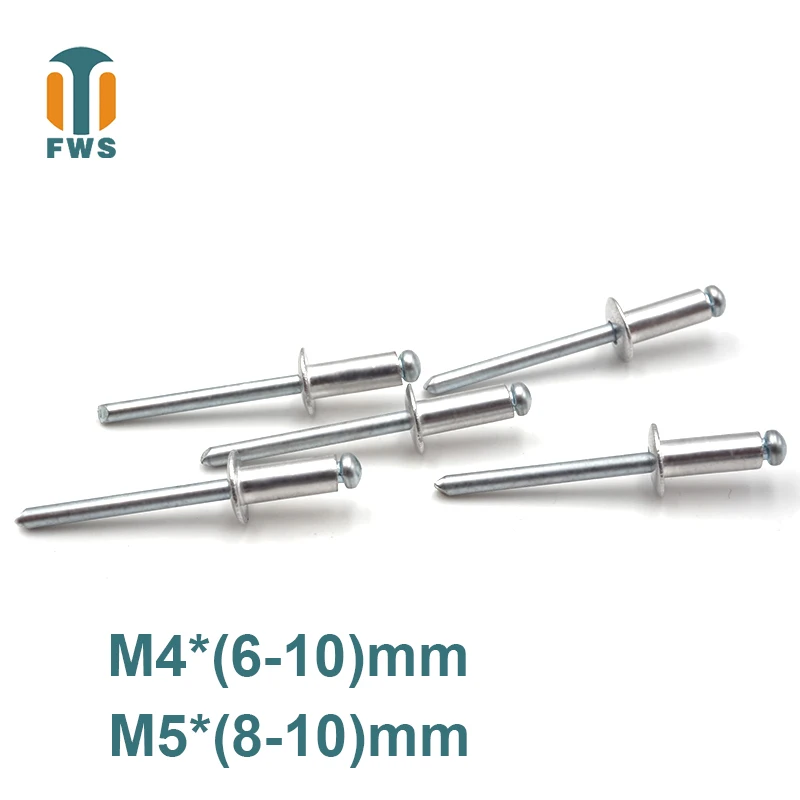 

10 PCS M4/M5 6-10mm DIN EN ISO 15977 GB /T 12618.1 Aluminum Open End Blind Rivets Pop Rivets With Protruding Head