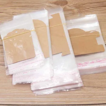 

100PCS various size jewerly hair clip card matching plastic opp bag Clear Self Adhesive Seal Plastic Packaging Bag Storage Bags