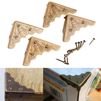 

20Pcs Antique Mental Corner Protector for Furniture Jewelry Box Gift Wine Chest Box Wood Case Decorative Feet Leg Corner Guard
