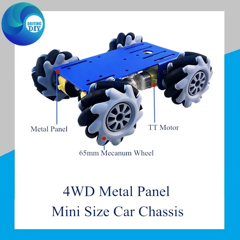 Metal Robot Chassis 65mm Mecanum Wheel 4wd Car CM101 With 4 TT Motor For Arduino Uno R3 Diy Maker Teaching Kit | Игрушки и хобби